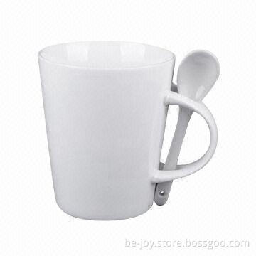 11oz Porcelain Mug with Spoon, Various Artworks are Available, OEM Orders are Welcome